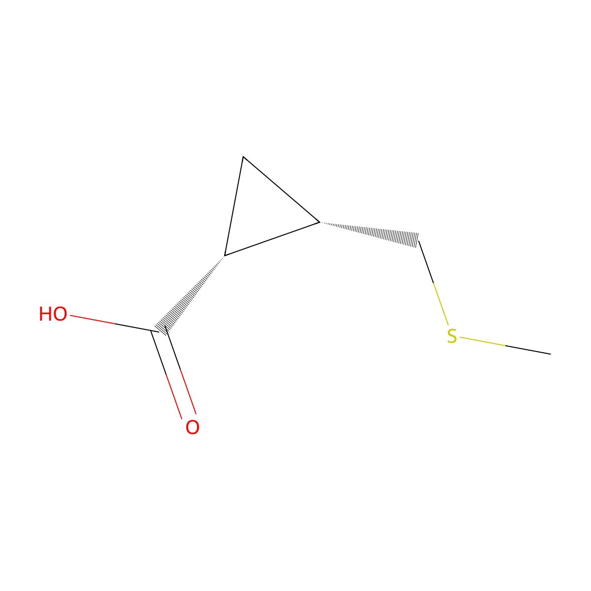 rac-(1R,2S)-2-[(methylsulfanyl)methyl]cyclopropane-1-carboxylic acid molecular structure, CAS 2351006-43-2