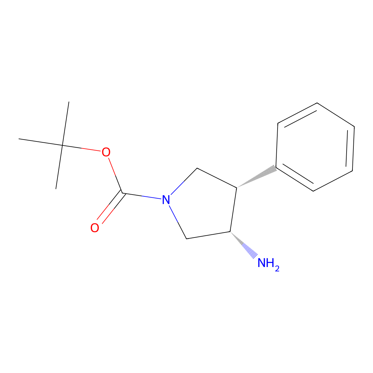 (3S,4S)-1-Boc-4-phenylpyrrolidin-3-amine molecular structure, CAS 2351053-62-6