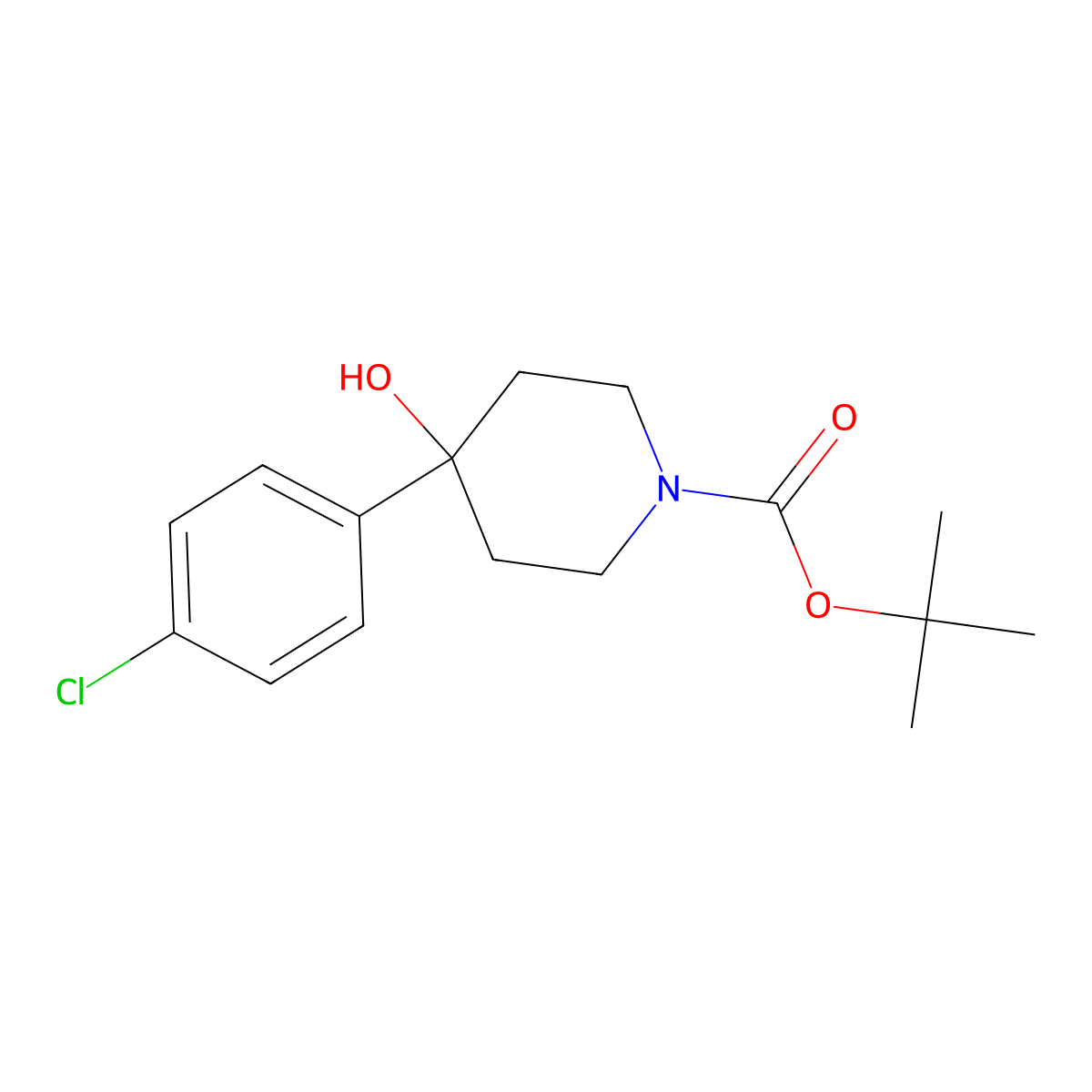 Tert-butyl 4-(4-chlorophenyl)-4-hydroxypiperidine-1-carboxylate molecular structure, CAS 235109-63-4
