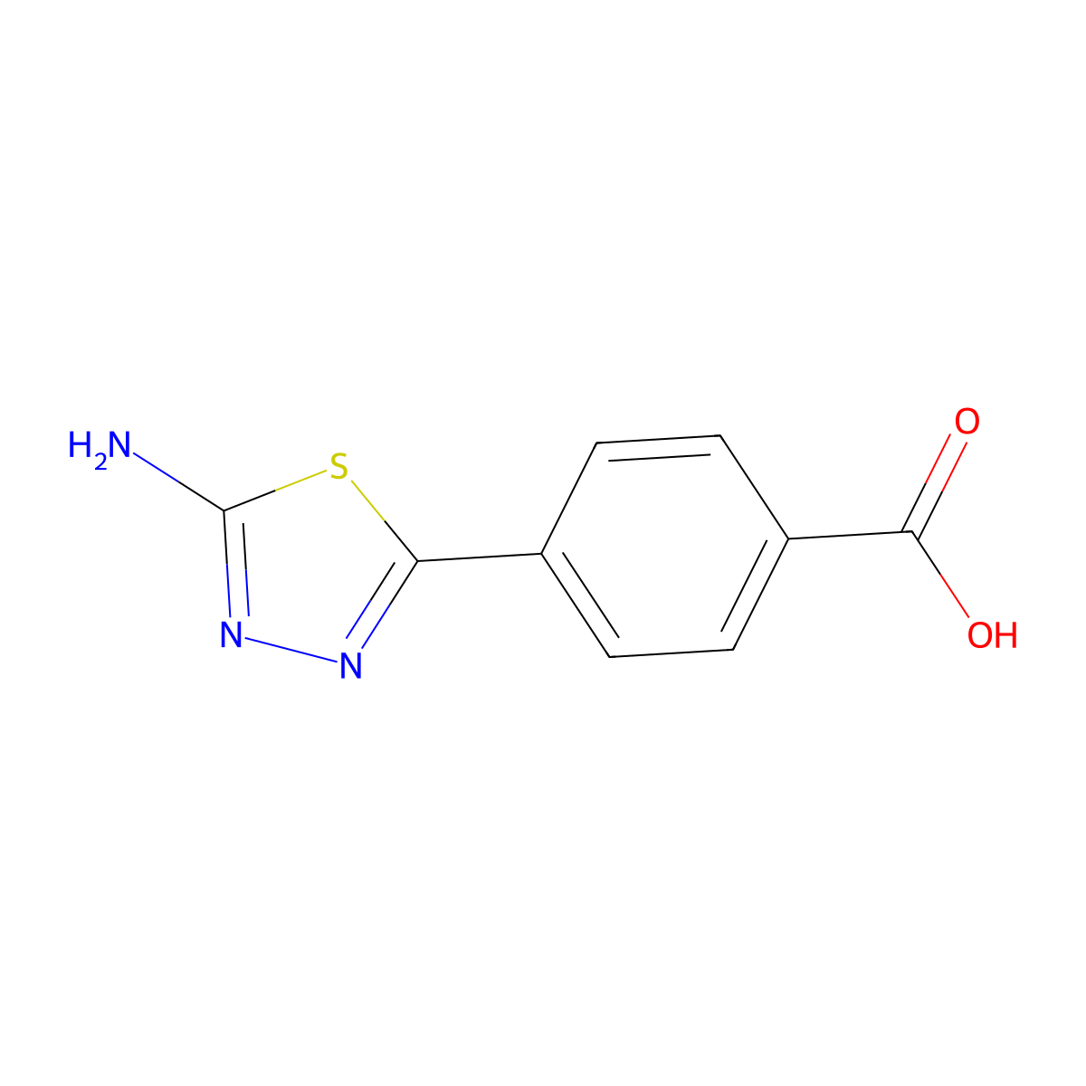 4-(5-Amino-1,3,4-thiadiazol-2-yl)benzoic acid molecular structure, CAS 235109-65-6