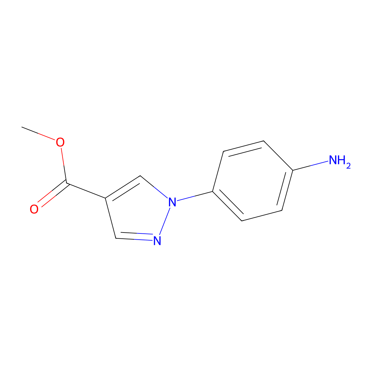 Methyl 1-(4-aminophenyl)-1H-pyrazole-4-carboxylate molecular structure, CAS 235109-66-7