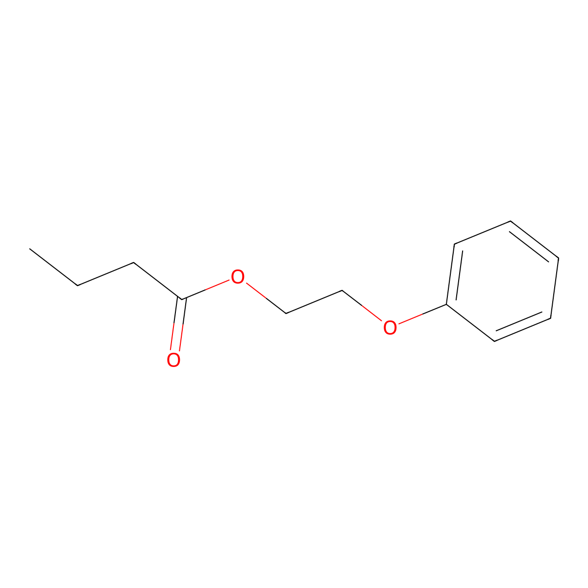 2-Phenoxyethyl butanoate molecular structure, CAS 23511-70-8