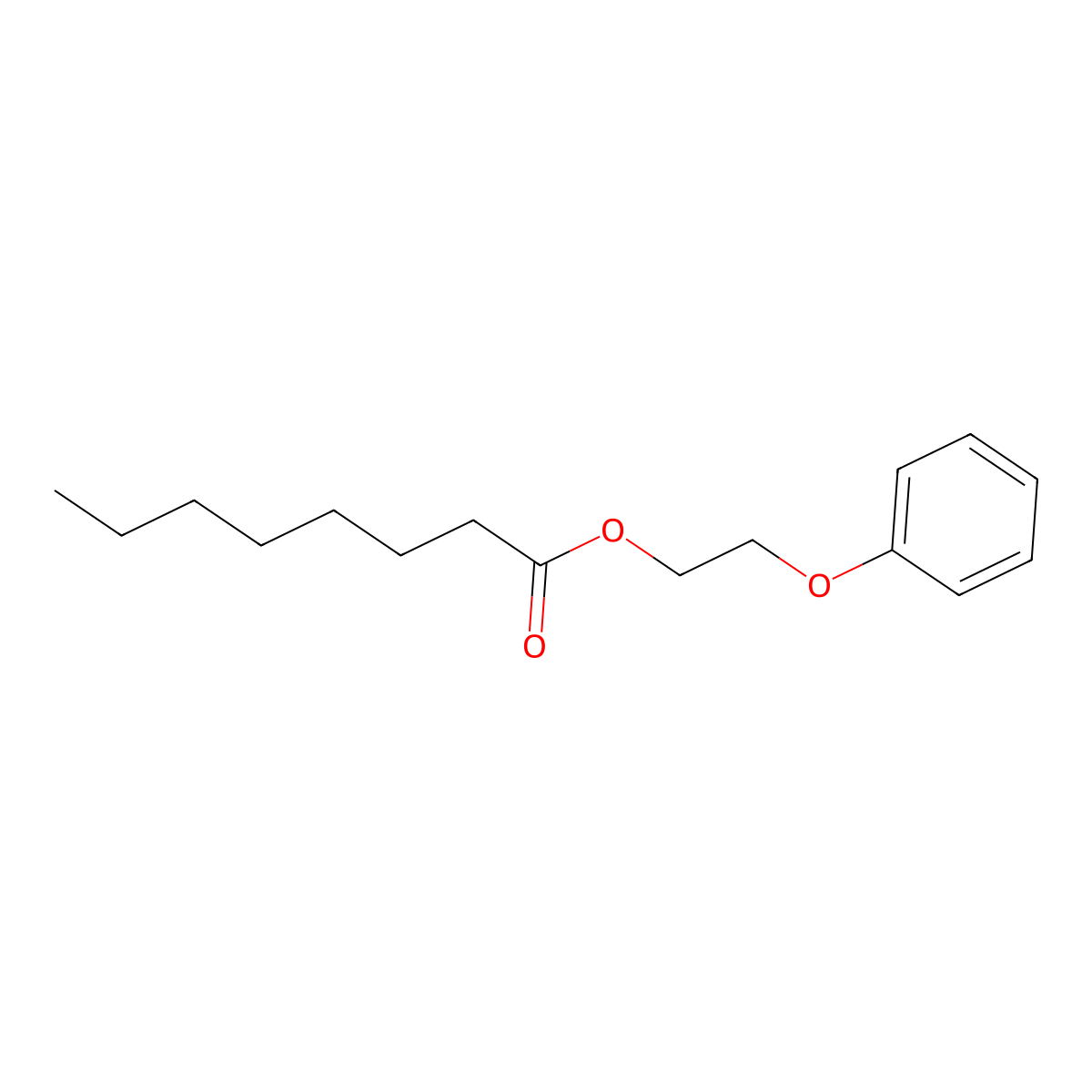 Phenoxyethyl caprylate molecular structure, CAS 23511-73-1