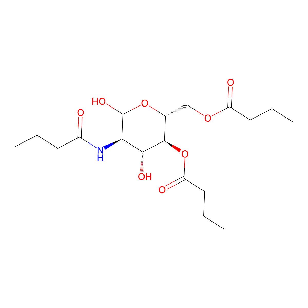 (2R,3S,4R,5R)-5-Butyramido-2-((butyryloxy)methyl)-4,6-dihydroxytetrahydro-2H-pyran-3-YL butyrate molecular structure, CAS 2351116-35-1