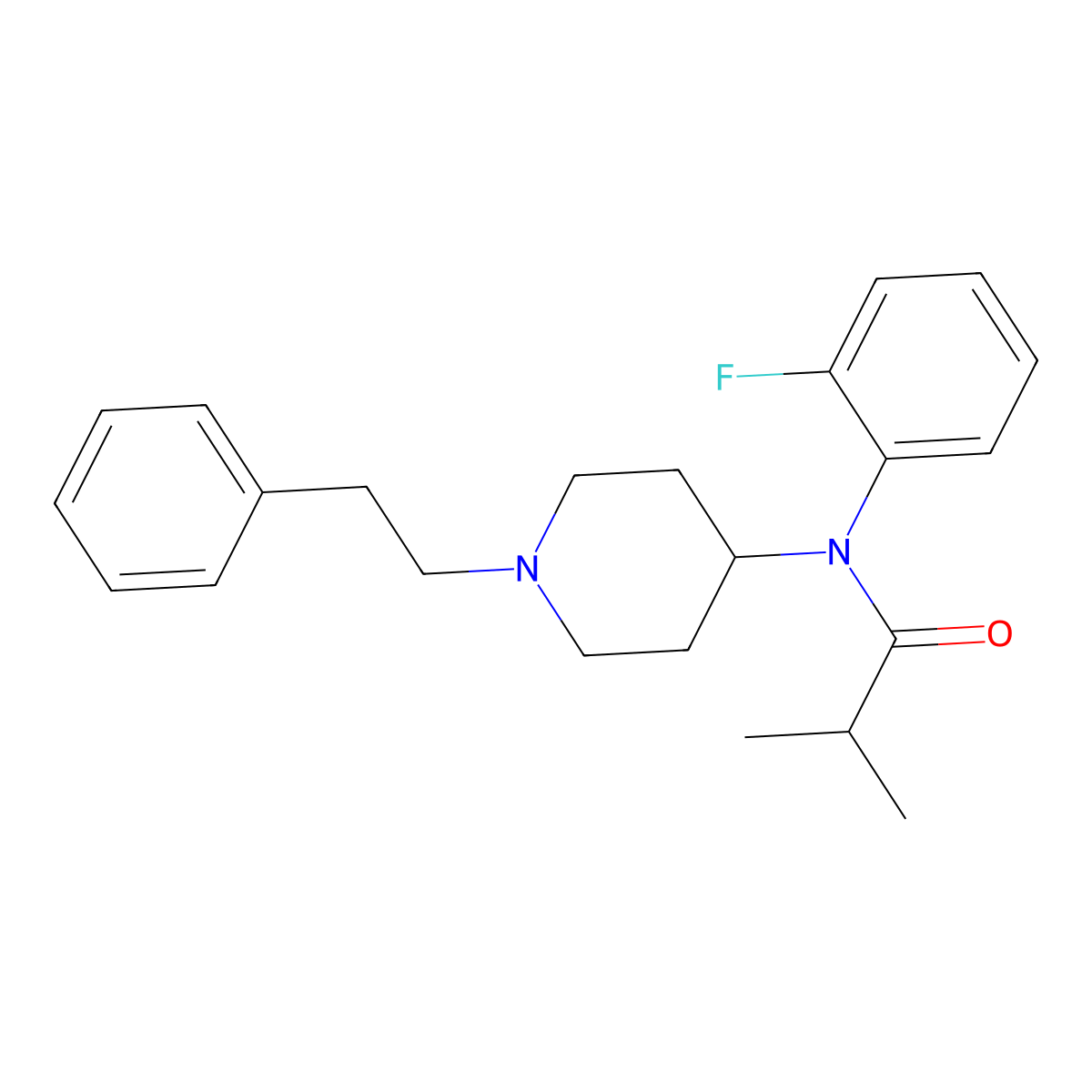 Ortho-fluoroisobutyryl fentanyl molecular structure, CAS 2351142-33-9
