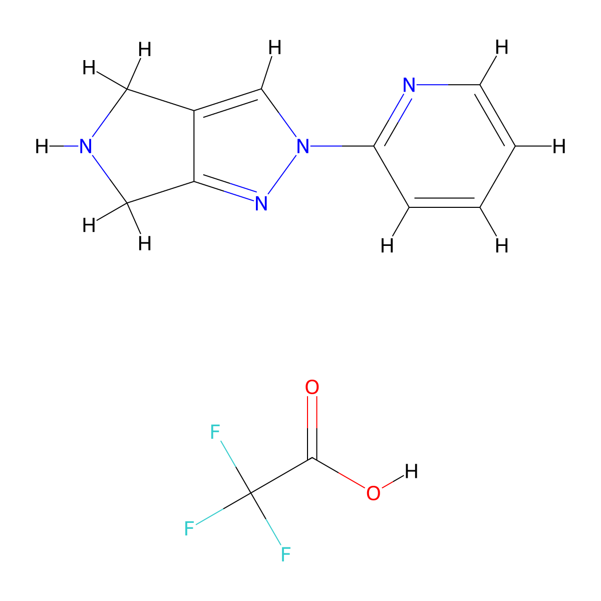 2-Pyridin-2-yl-2,4,5,6-tetrahydro-pyrrolo[3,4-c]pyrazole trifluoro acetate molecular structure, CAS 2351149-62-5