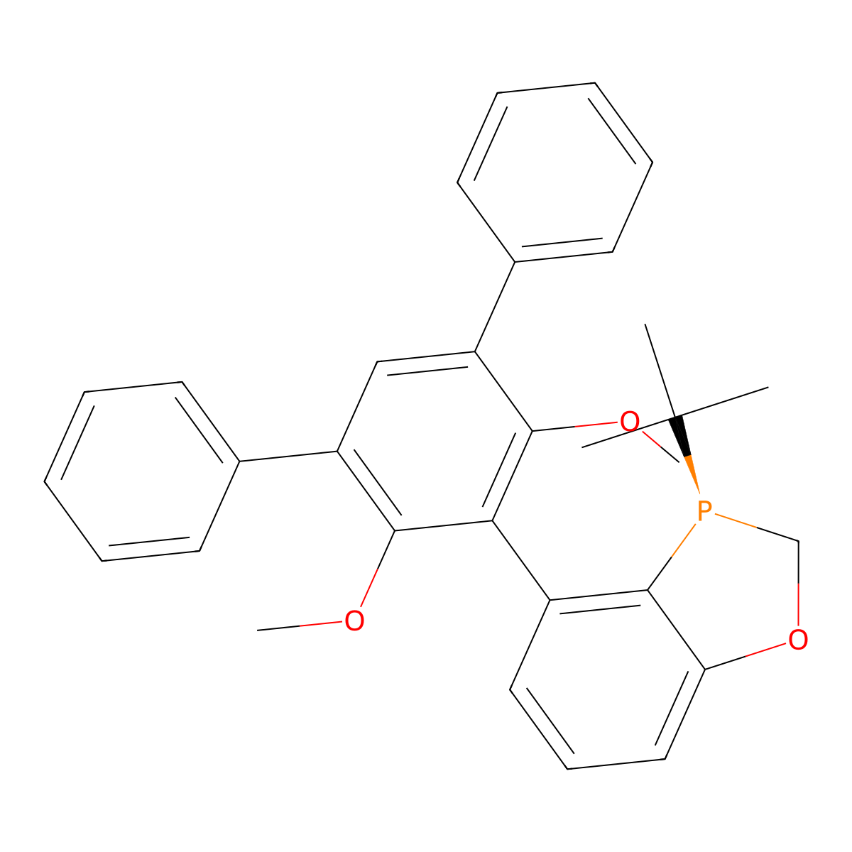 (R)-3-(tert-Butyl)-4-(4',6'-dimethoxy-[1,1':3',1''-terphenyl]-5'-yl)-2,3-dihydrobenzo[d][1,3]oxaphosphole molecular structure, CAS 2351219-89-9