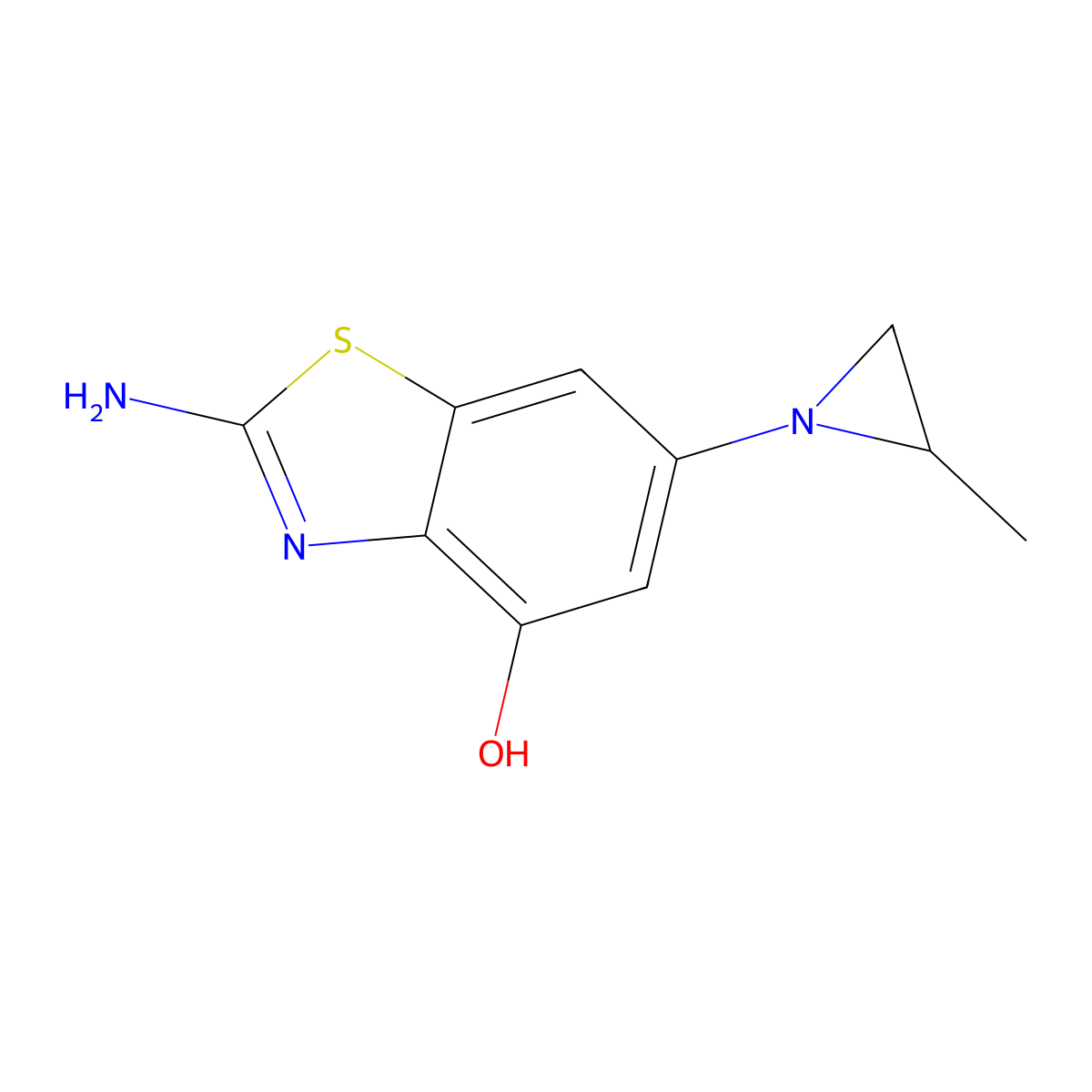 2-Amino-6-(2-methylaziridin-1-yl)benzo[d]thiazol-4-ol molecular structure, CAS 2351225-46-0