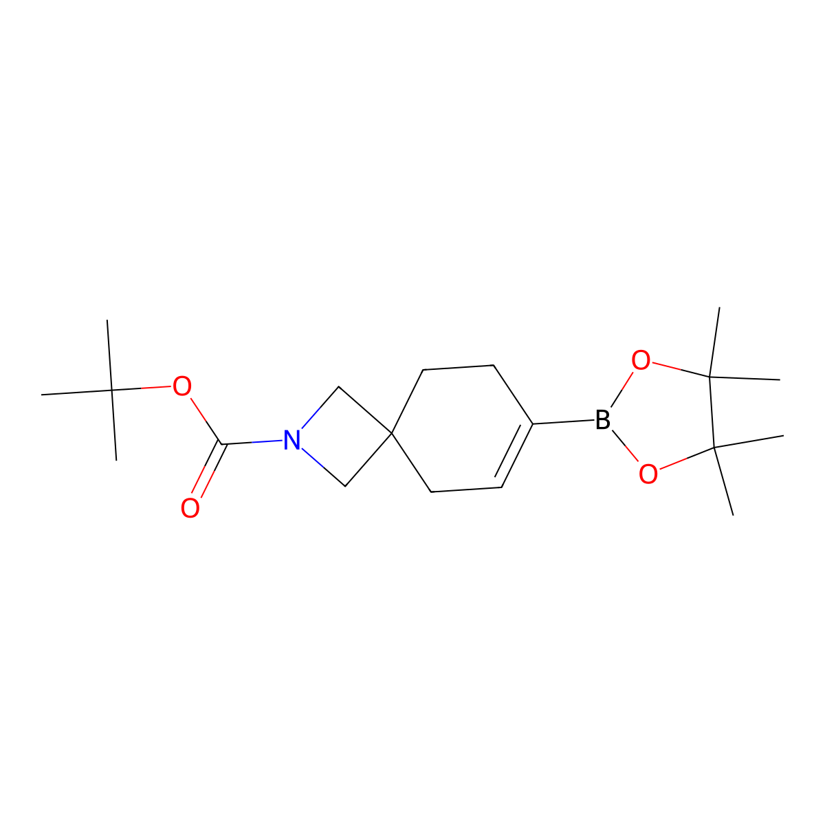 Tert-butyl 7-(4,4,5,5-tetramethyl-1,3,2-dioxaborolan-2-yl)-2-azaspiro(3.5)non-6-ene-2-carboxylate molecular structure, CAS 2351276-13-4