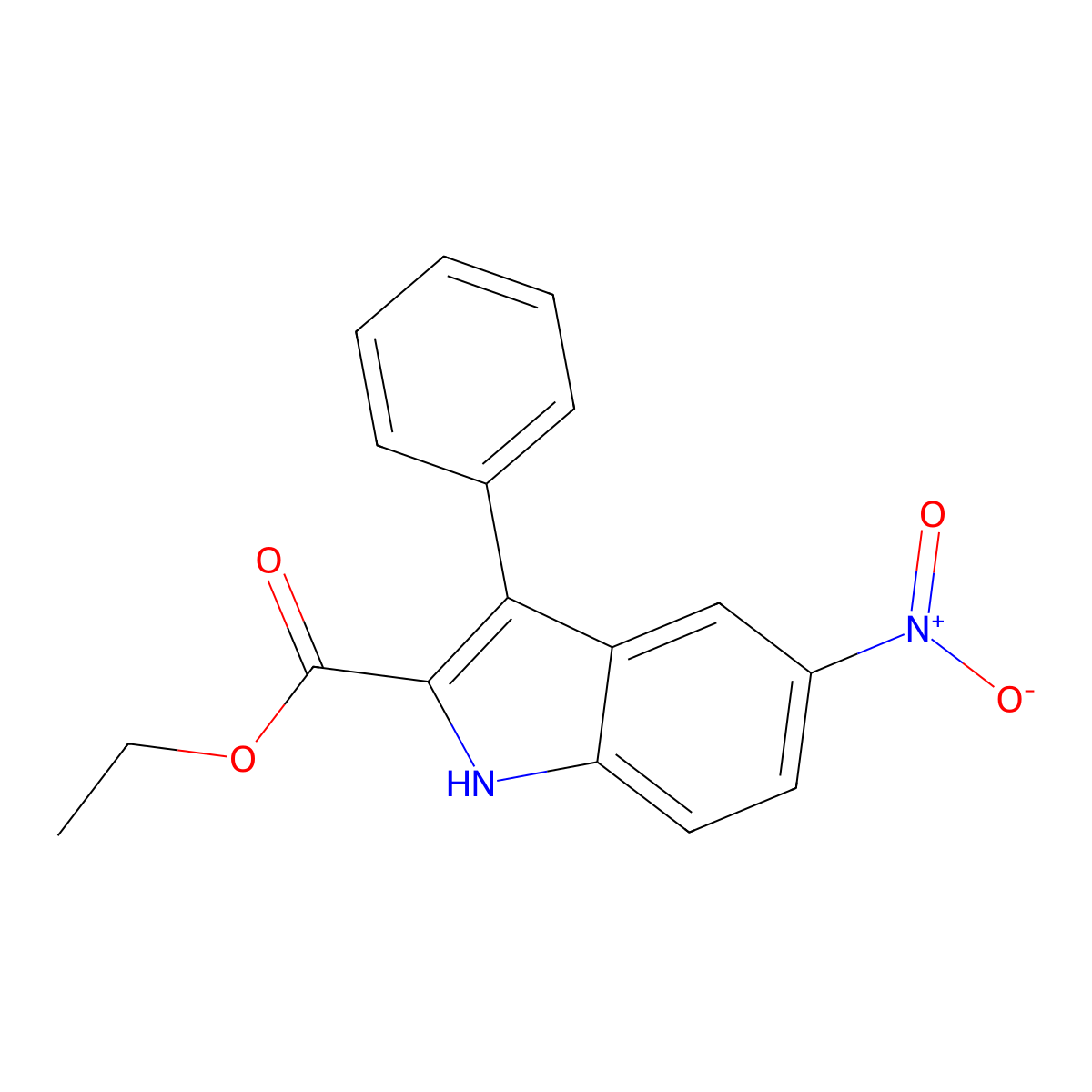 ethyl 5-nitro-3-phenyl-1H-indole-2-carboxylate molecular structure, CAS 23515-78-8