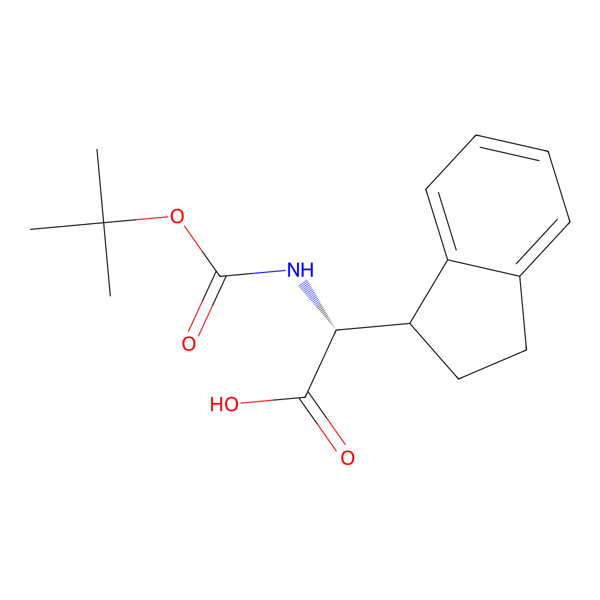 (2R)-2-(((tert-butoxy)carbonyl)amino)-2-(2,3-dihydro-1H-inden-1-yl)acetic acid molecular structure, CAS 2351628-32-3