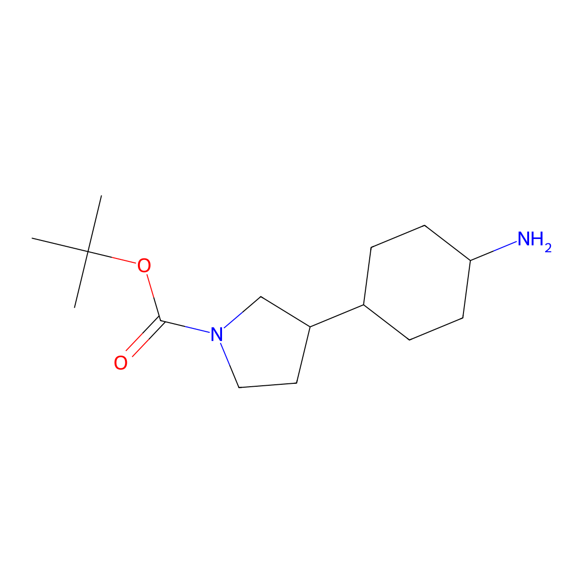 Tert-butyl cis-3-(4-aminocyclohexyl)pyrrolidine-1-carboxylate molecular structure, CAS 2351792-47-5