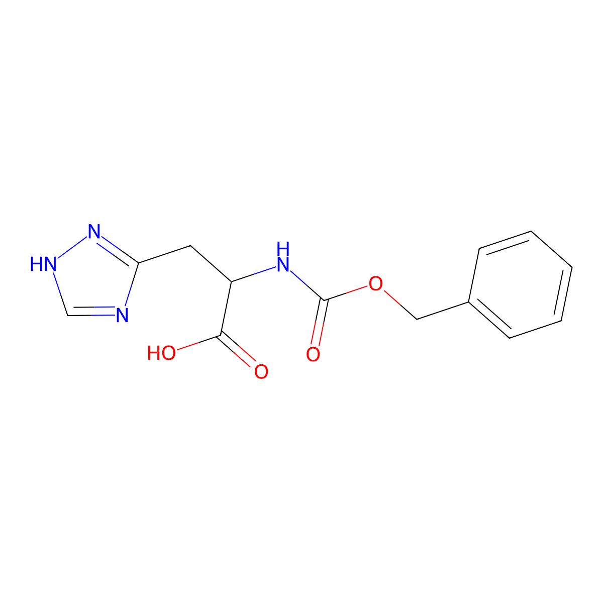 2-{[(benzyloxy)carbonyl]amino}-3-(1H-1,2,4-triazol-3-yl)propanoic acid molecular structure, CAS 2351855-51-9