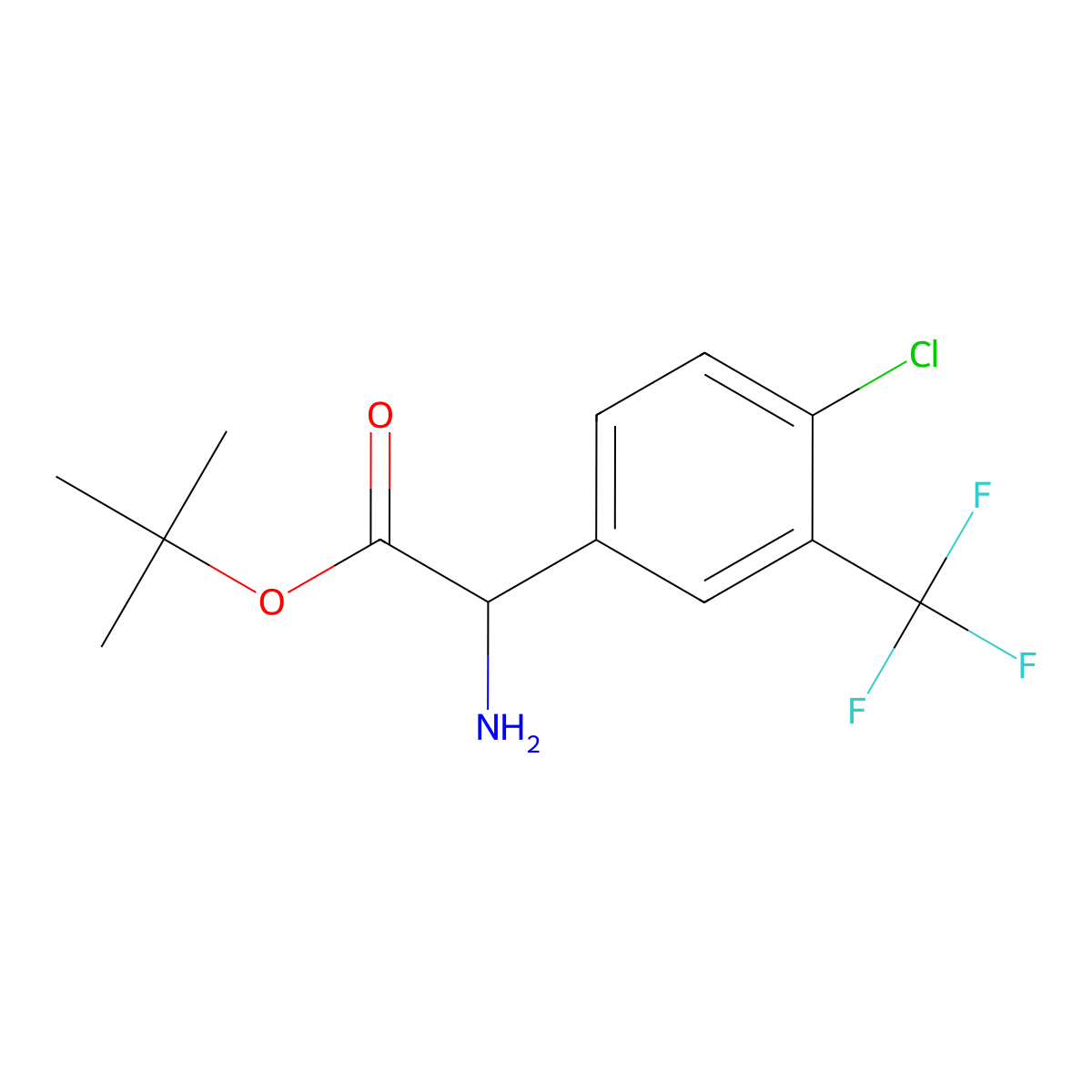 Tert-butyl 2-amino-2-[4-chloro-3-(trifluoromethyl)phenyl]acetate molecular structure, CAS 2351855-60-0