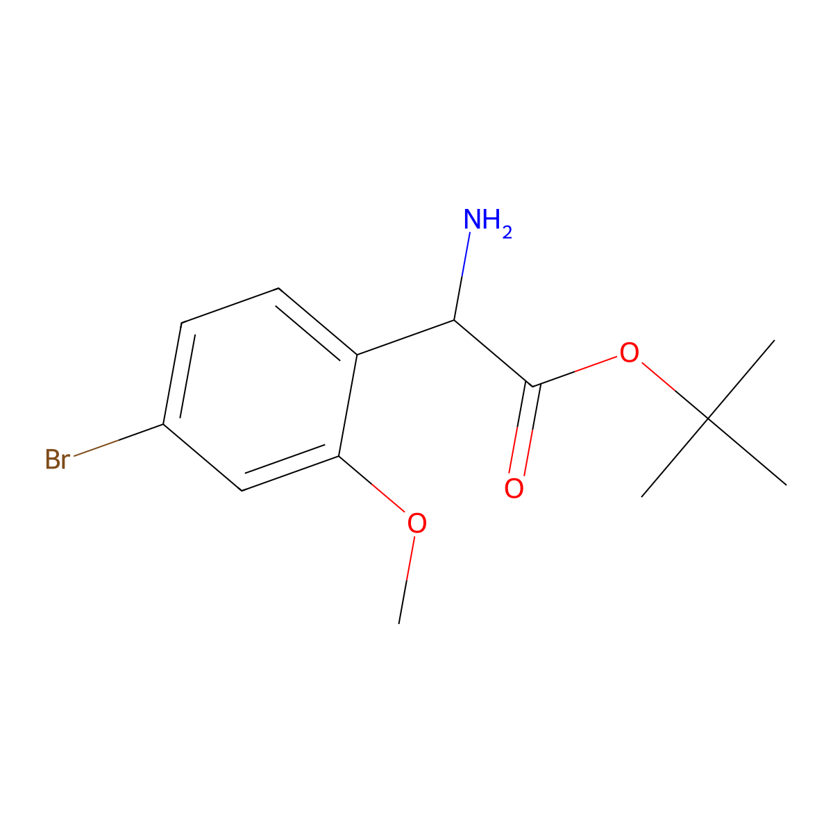 Tert-butyl 2-amino-2-(4-bromo-2-methoxyphenyl)acetate molecular structure, CAS 2351856-09-0