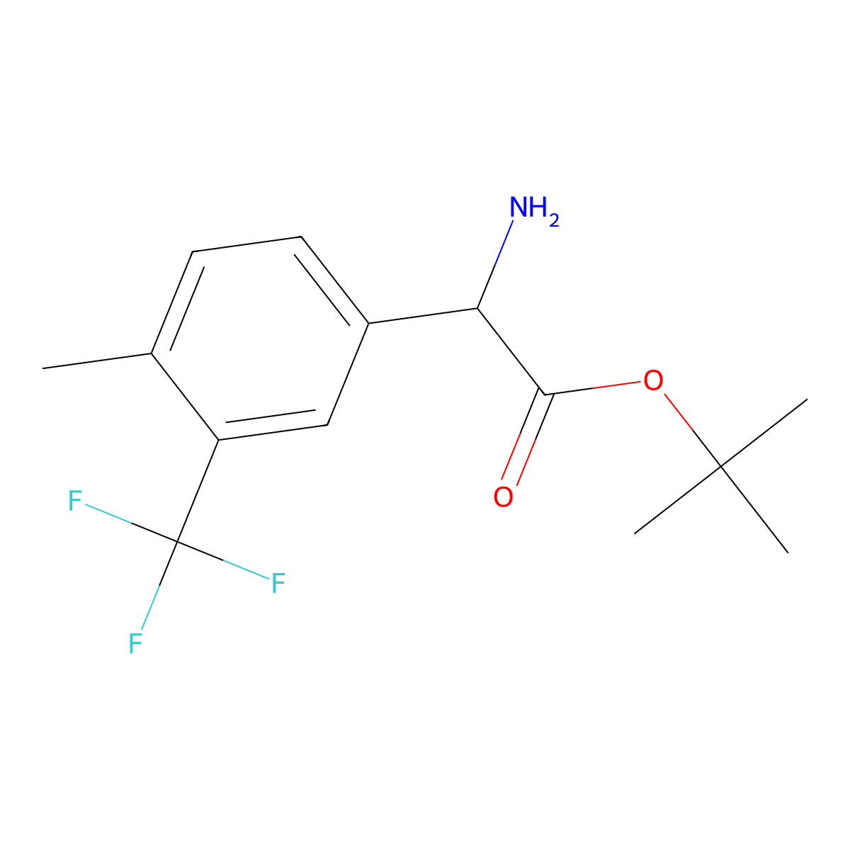 Tert-butyl 2-amino-2-[4-methyl-3-(trifluoromethyl)phenyl]acetate molecular structure, CAS 2351856-40-9