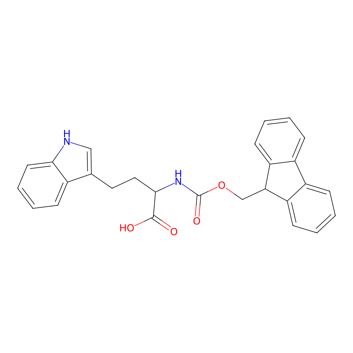 2-({[(9H-fluoren-9-yl)methoxy]carbonyl}amino)-4-(1H-indol-3-yl)butanoic acid molecular structure, CAS 2351856-43-2