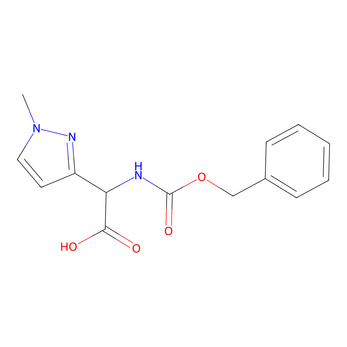 2-{[(benzyloxy)carbonyl]amino}-2-(1-methyl-1H-pyrazol-3-yl)acetic acid molecular structure, CAS 2351858-54-1