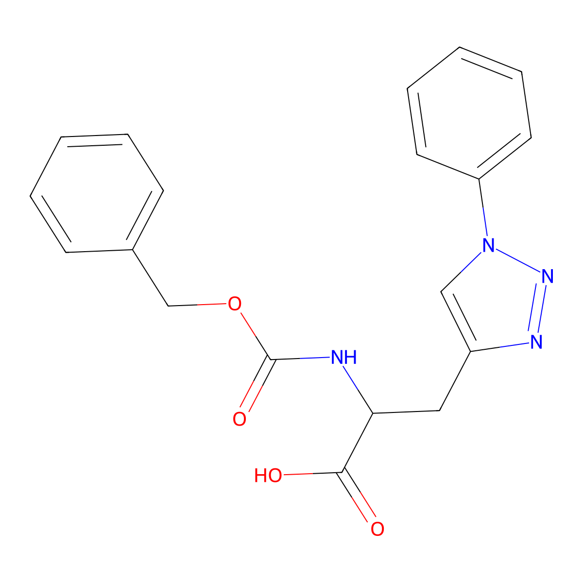 2-{[(benzyloxy)carbonyl]amino}-3-(1-phenyl-1H-1,2,3-triazol-4-yl)propanoic acid molecular structure, CAS 2351864-01-0