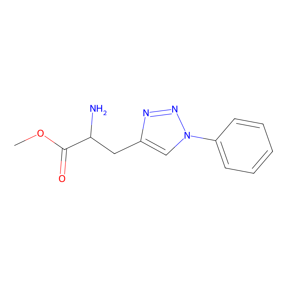 methyl 2-amino-3-(1-phenyl-1H-1,2,3-triazol-4-yl)propanoate molecular structure, CAS 2351864-52-1