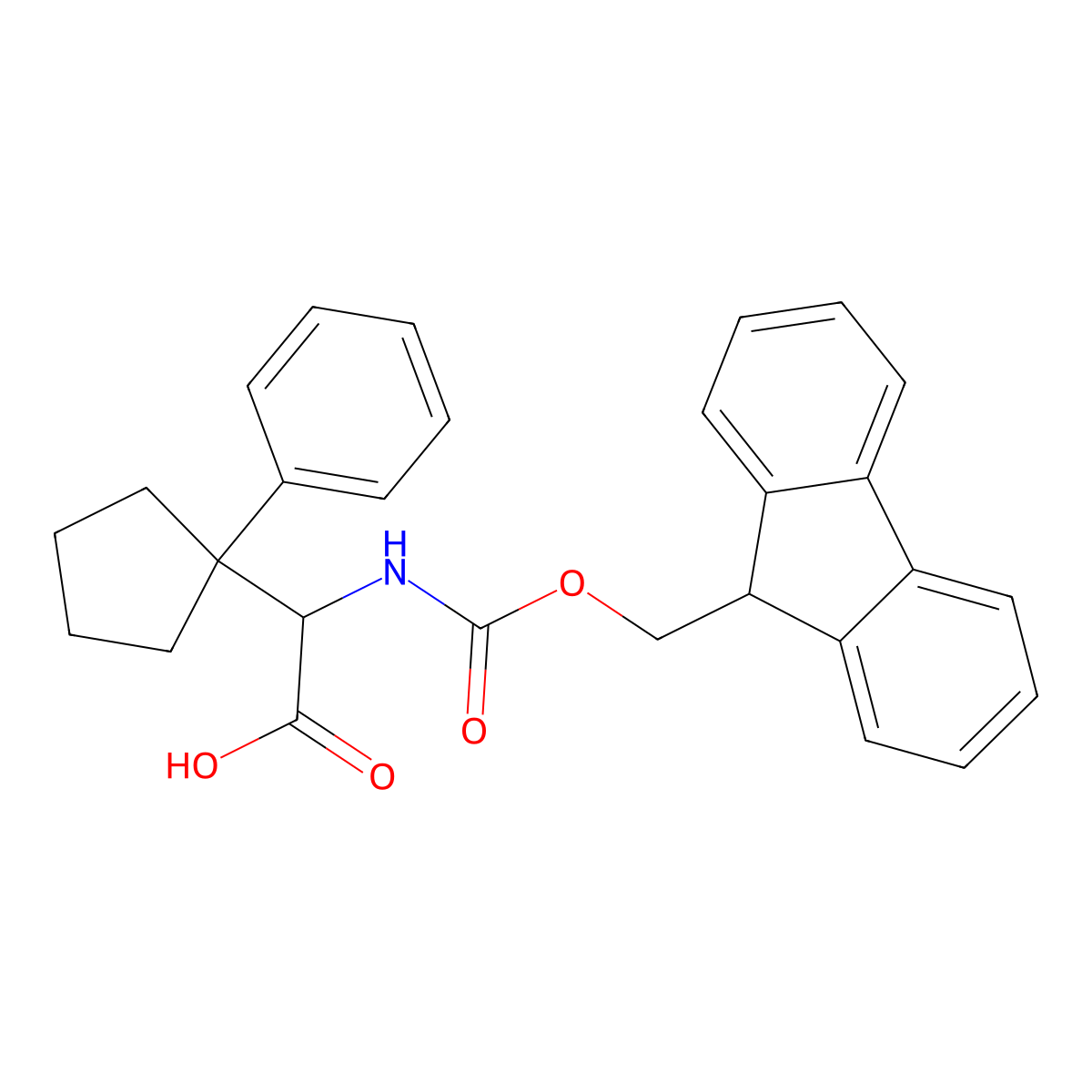 2-(9H-fluoren-9-ylmethoxycarbonylamino)-2-(1-phenylcyclopentyl)acetic acid molecular structure, CAS 2351865-57-9