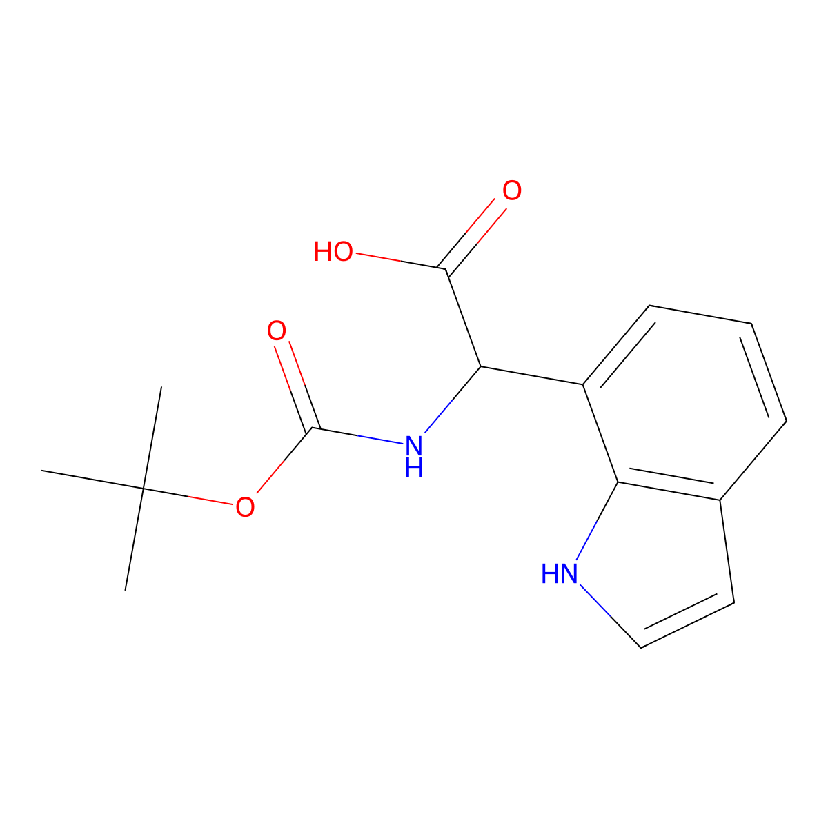 2-{[(tert-butoxy)carbonyl]amino}-2-(1H-indol-7-yl)acetic acid molecular structure, CAS 2351872-44-9