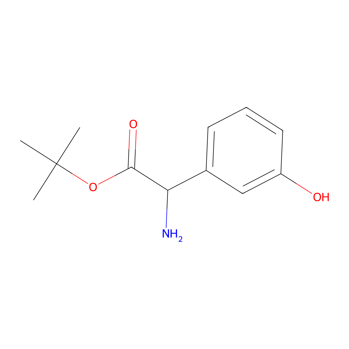 Tert-butyl 2-amino-2-(3-hydroxyphenyl)acetate molecular structure, CAS 2351875-14-2