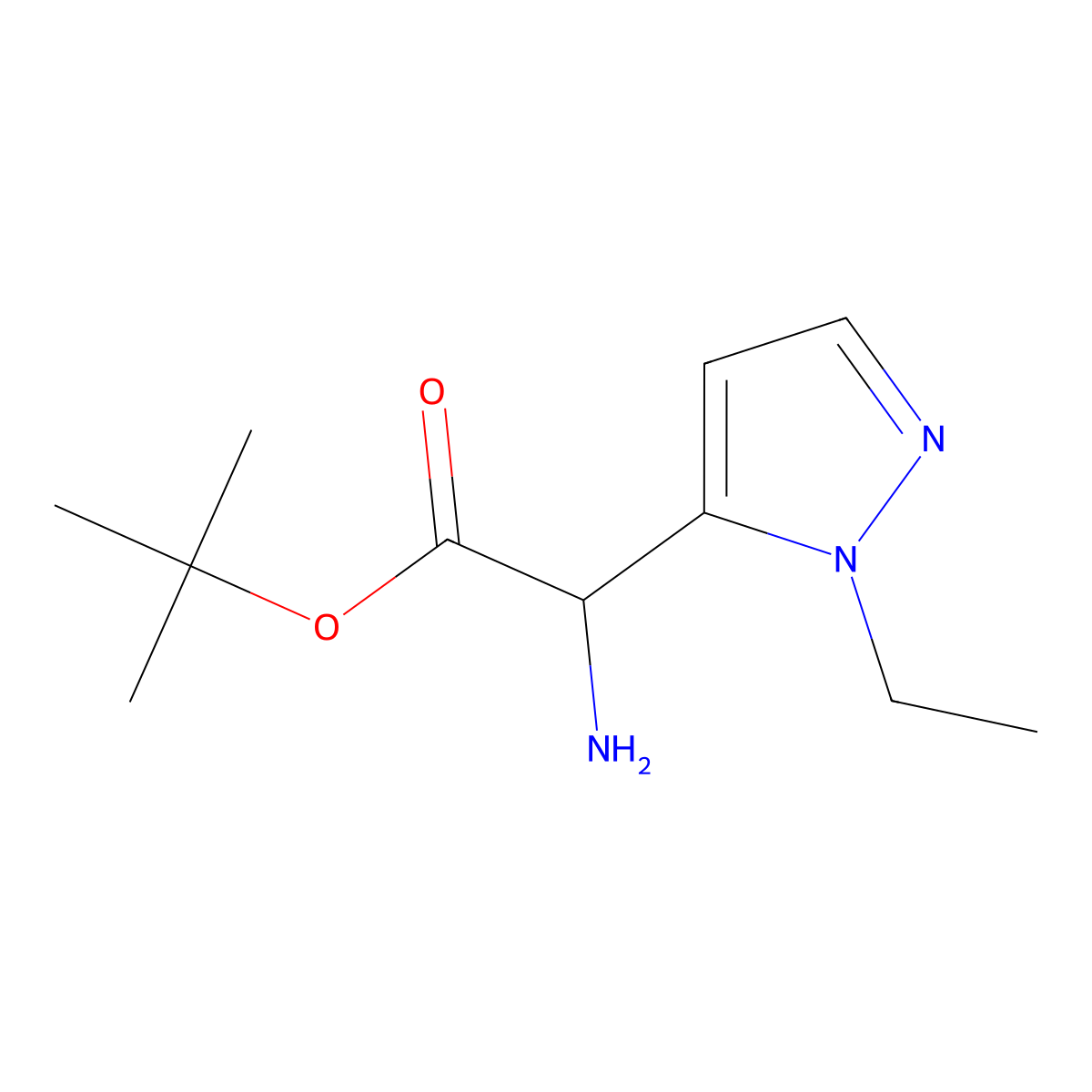 tert-butyl 2-amino-2-(1-ethyl-1H-pyrazol-5-yl)acetate molecular structure, CAS 2351876-25-8