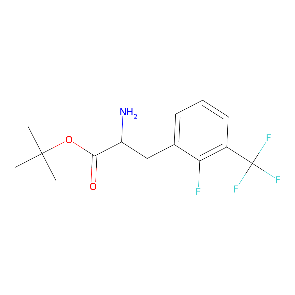 Tert-butyl 2-amino-3-[2-fluoro-3-(trifluoromethyl)phenyl]propanoate molecular structure, CAS 2351876-39-4