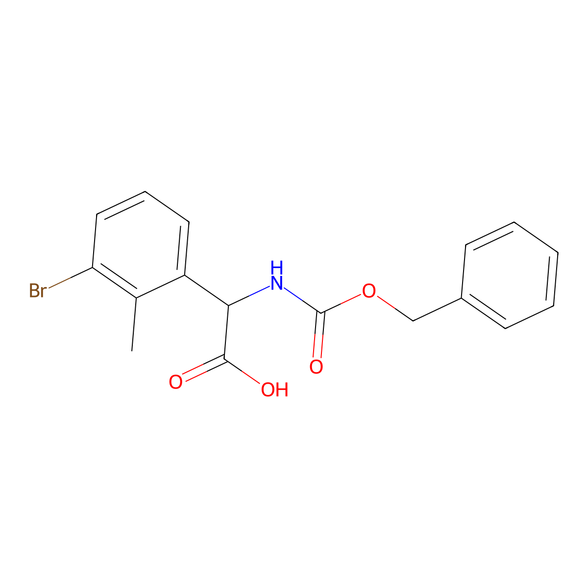 2-{[(Benzyloxy)carbonyl]amino}-2-(3-bromo-2-methylphenyl)acetic acid molecular structure, CAS 2351901-87-4