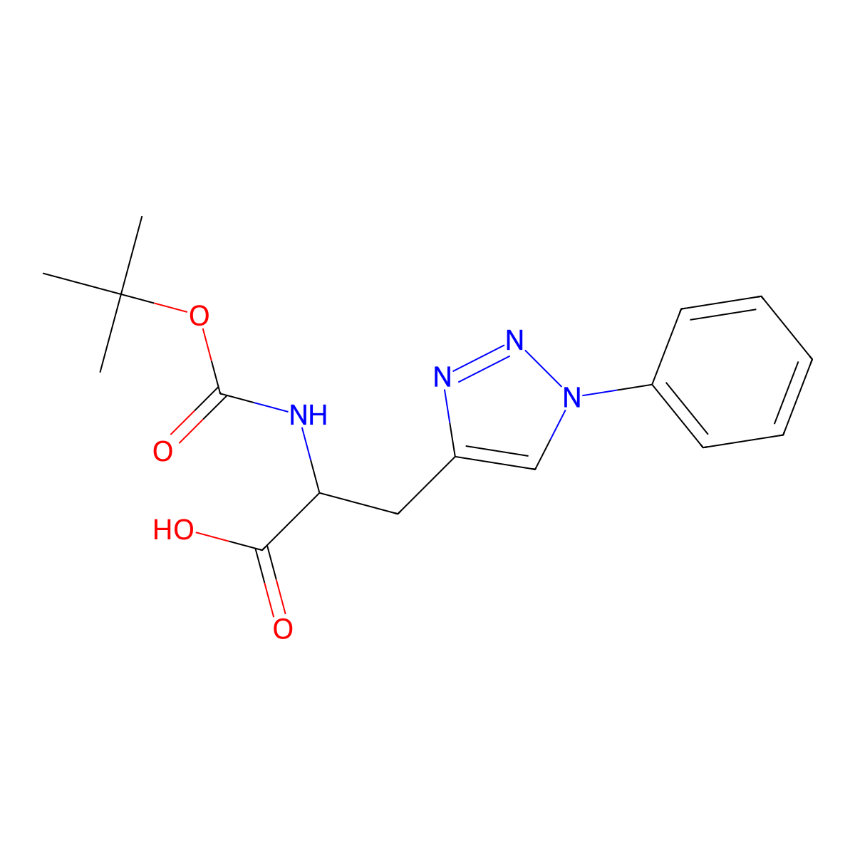 2-{[(tert-butoxy)carbonyl]amino}-3-(1-phenyl-1H-1,2,3-triazol-4-yl)propanoic acid molecular structure, CAS 2351910-95-5