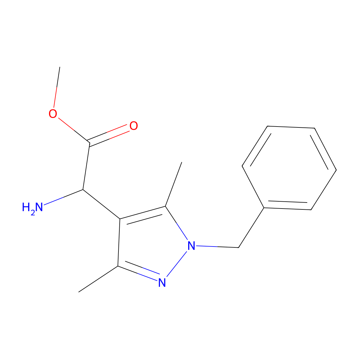 methyl 2-amino-2-(1-benzyl-3,5-dimethyl-1H-pyrazol-4-yl)acetate molecular structure, CAS 2351911-30-1