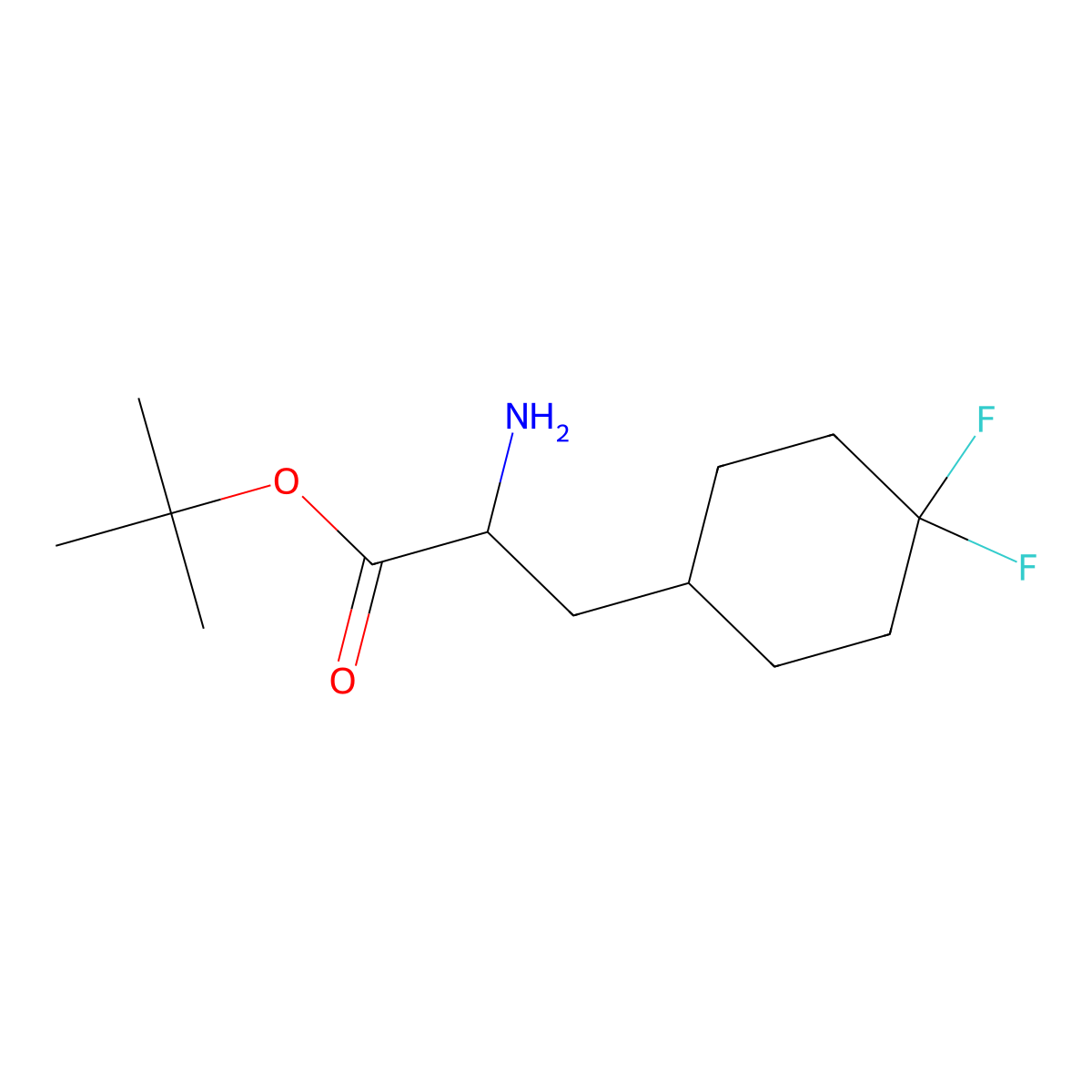 Tert-butyl 2-amino-3-(4,4-difluorocyclohexyl)propanoate molecular structure, CAS 2351911-37-8