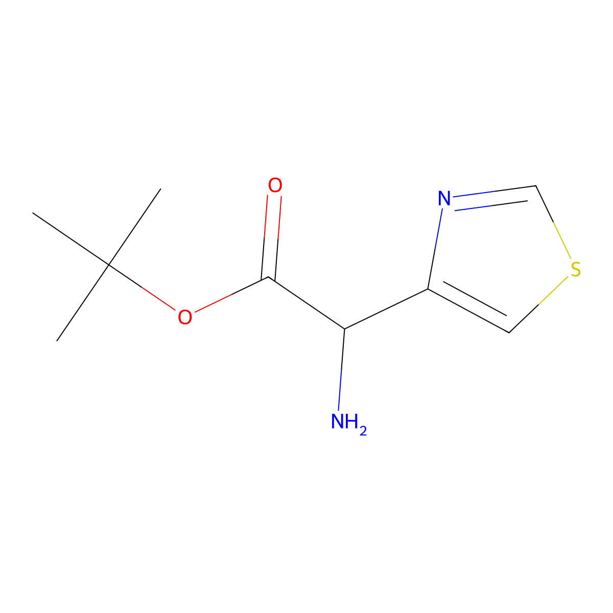 Tert-butyl 2-amino-2-(1,3-thiazol-4-yl)acetate molecular structure, CAS 2351911-39-0