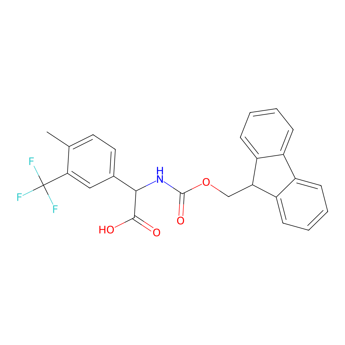 2-({[(9H-fluoren-9-yl)methoxy]carbonyl}amino)-2-[4-methyl-3-(trifluoromethyl)phenyl]acetic acid molecular structure, CAS 2351919-90-7