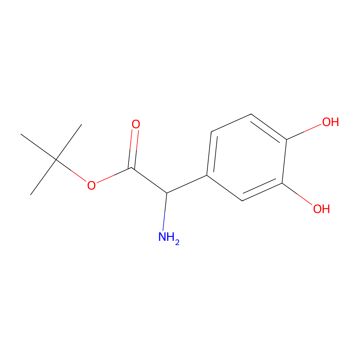 Tert-butyl 2-amino-2-(3,4-dihydroxyphenyl)acetate molecular structure, CAS 2351921-35-0