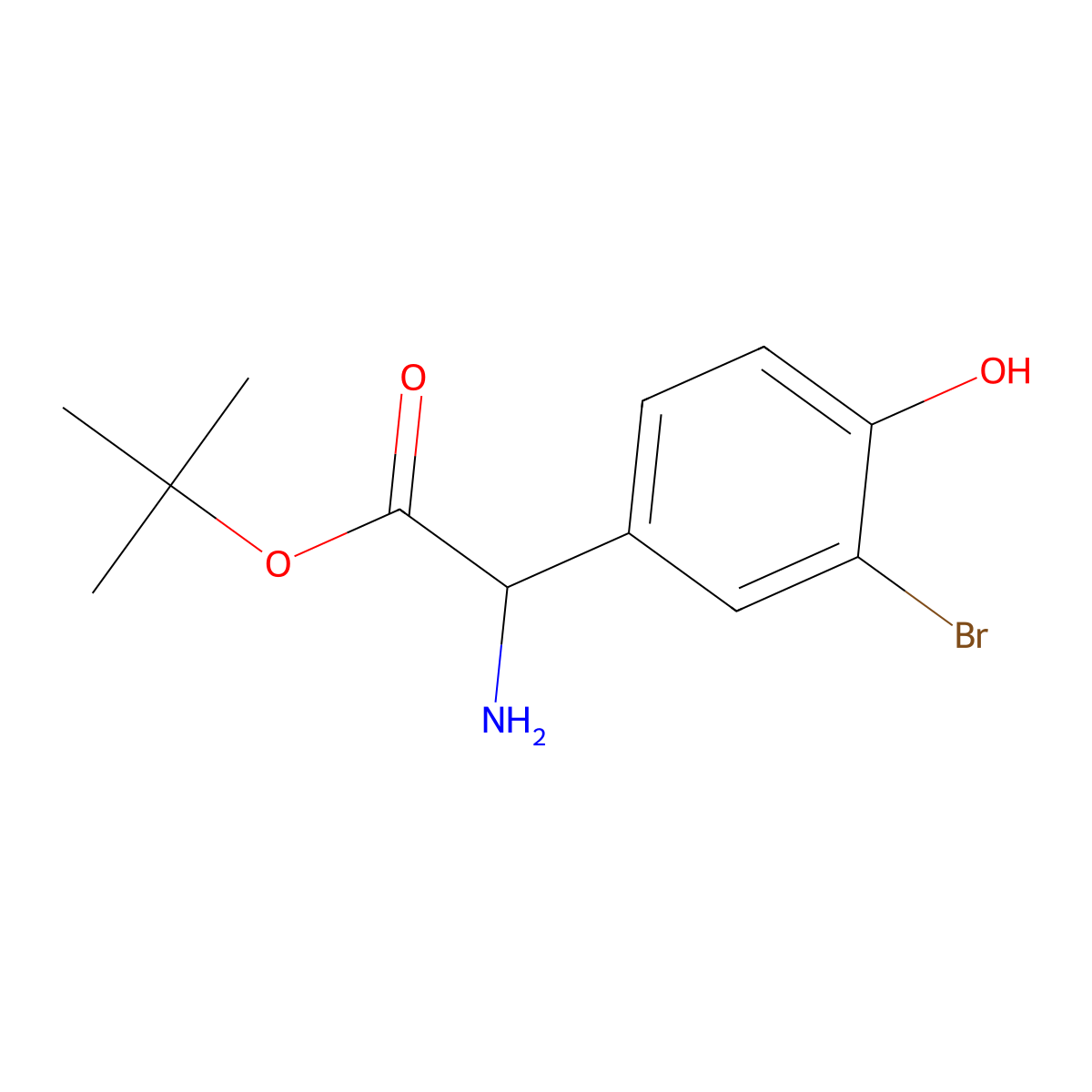 Tert-butyl 2-amino-2-(3-bromo-4-hydroxyphenyl)acetate molecular structure, CAS 2351923-40-3
