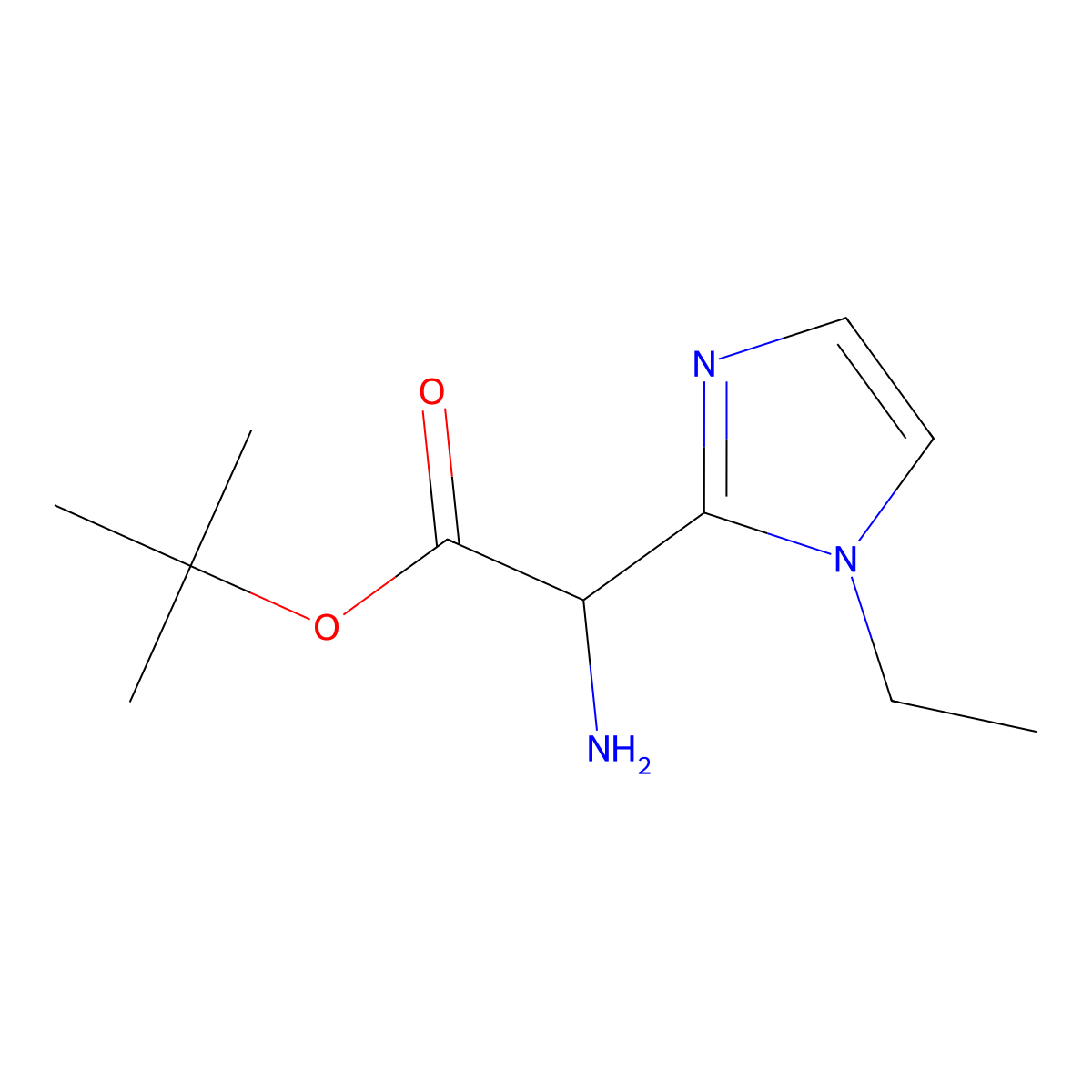 tert-butyl 2-amino-2-(1-ethyl-1H-imidazol-2-yl)acetate molecular structure, CAS 2351923-99-2