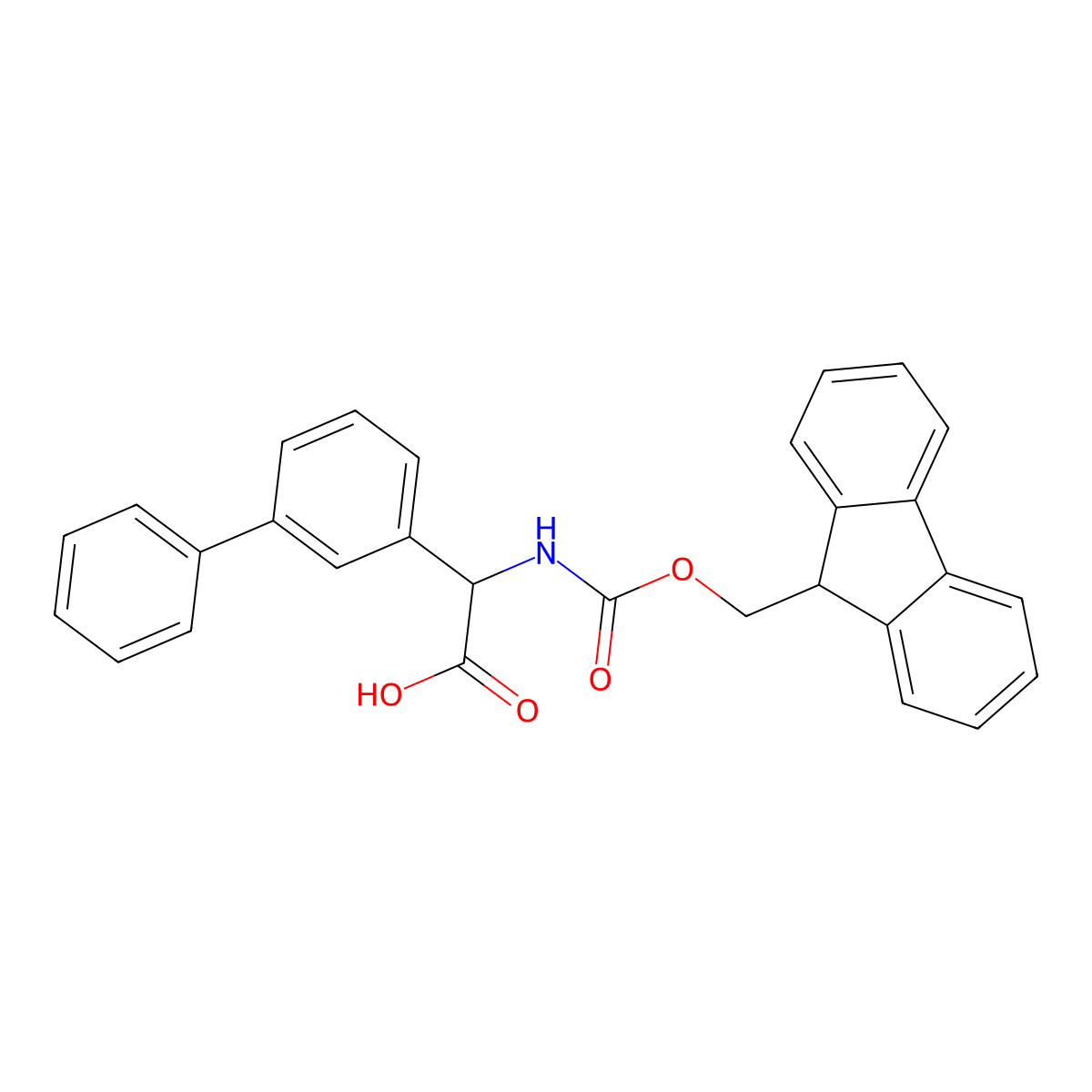 2-((1,1'-biphenyl)-3-yl)-2-((((9H-fluoren-9-yl)methoxy)carbonyl)amino)acetic acid molecular structure, CAS 2351924-32-6