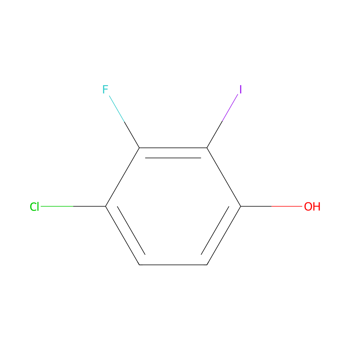 4-Chloro-3-fluoro-2-iodophenol molecular structure, CAS 2351937-31-8
