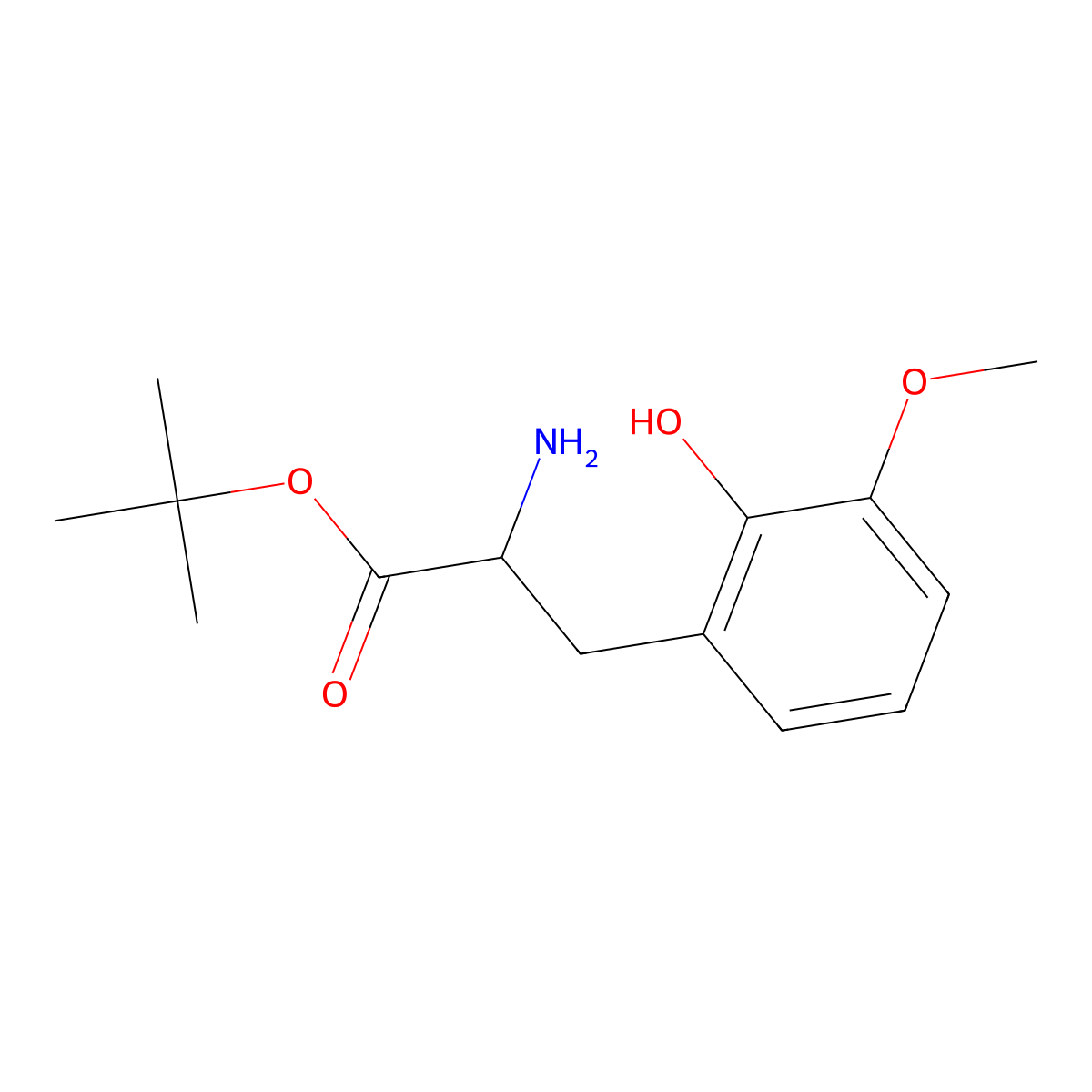 Tert-butyl 2-amino-3-(2-hydroxy-3-methoxyphenyl)propanoate molecular structure, CAS 2351953-82-5