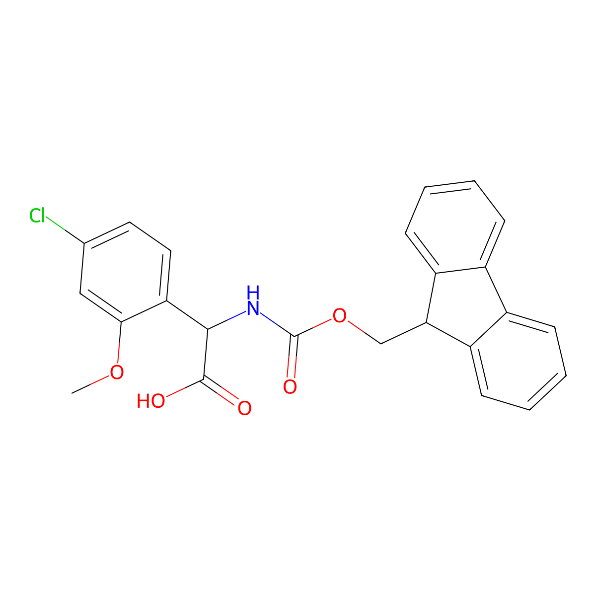 2-(4-chloro-2-methoxyphenyl)-2-({[(9H-fluoren-9-yl)methoxy]carbonyl}amino)acetic acid molecular structure, CAS 2351954-87-3