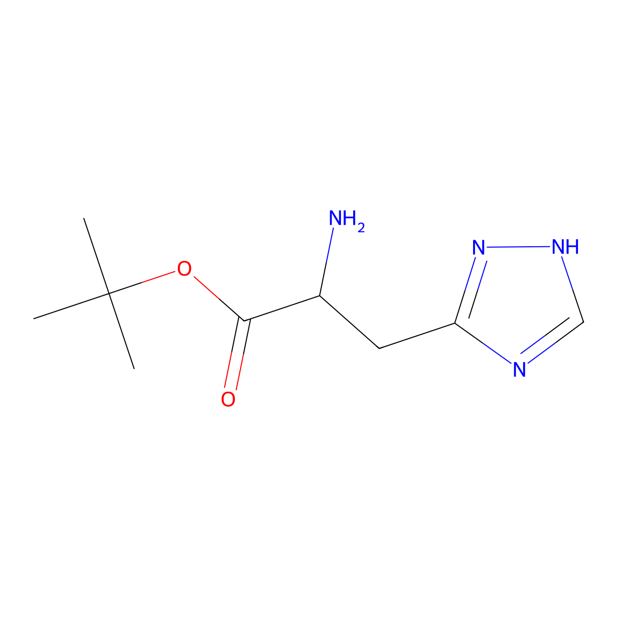 tert-butyl 2-amino-3-(1H-1,2,4-triazol-3-yl)propanoate molecular structure, CAS 2351967-25-2