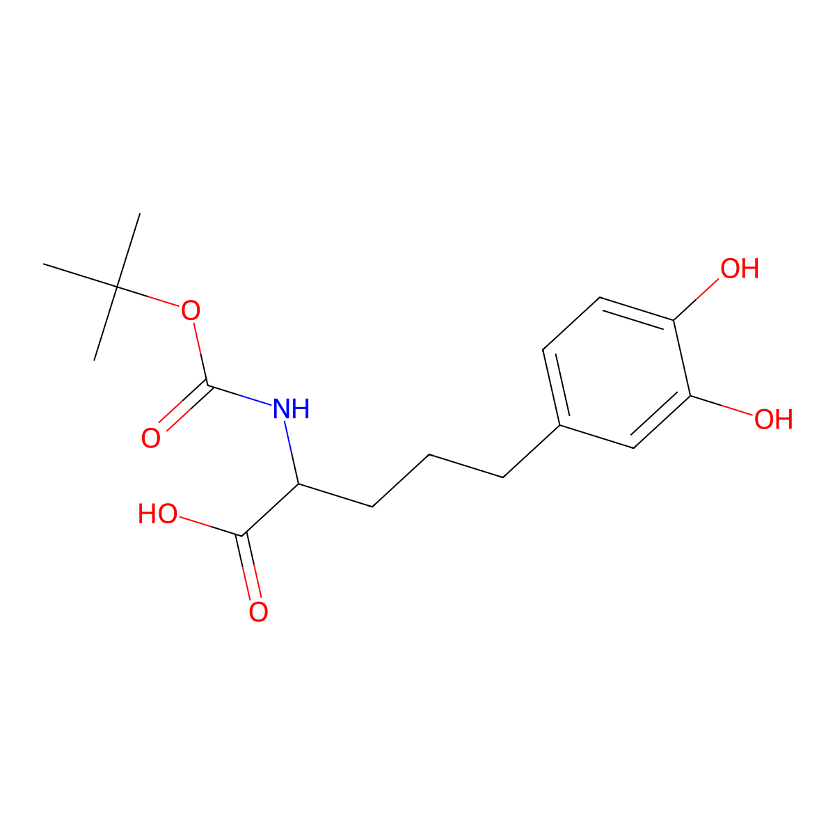 2-{[(Tert-butoxy)carbonyl]amino}-5-(3,4-dihydroxyphenyl)pentanoic acid molecular structure, CAS 2351968-25-5