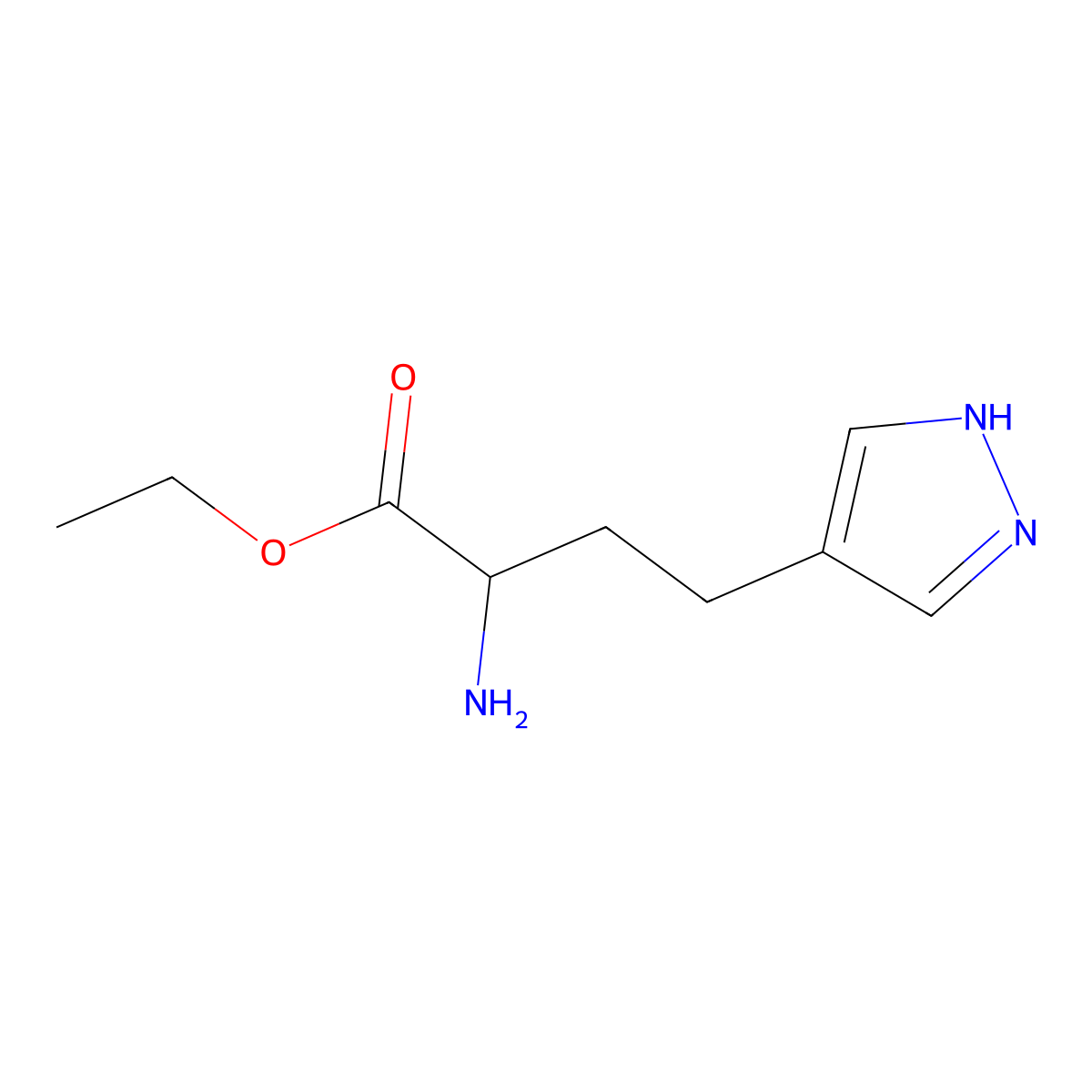ethyl 2-amino-4-(1H-pyrazol-4-yl)butanoate molecular structure, CAS 2351968-74-4