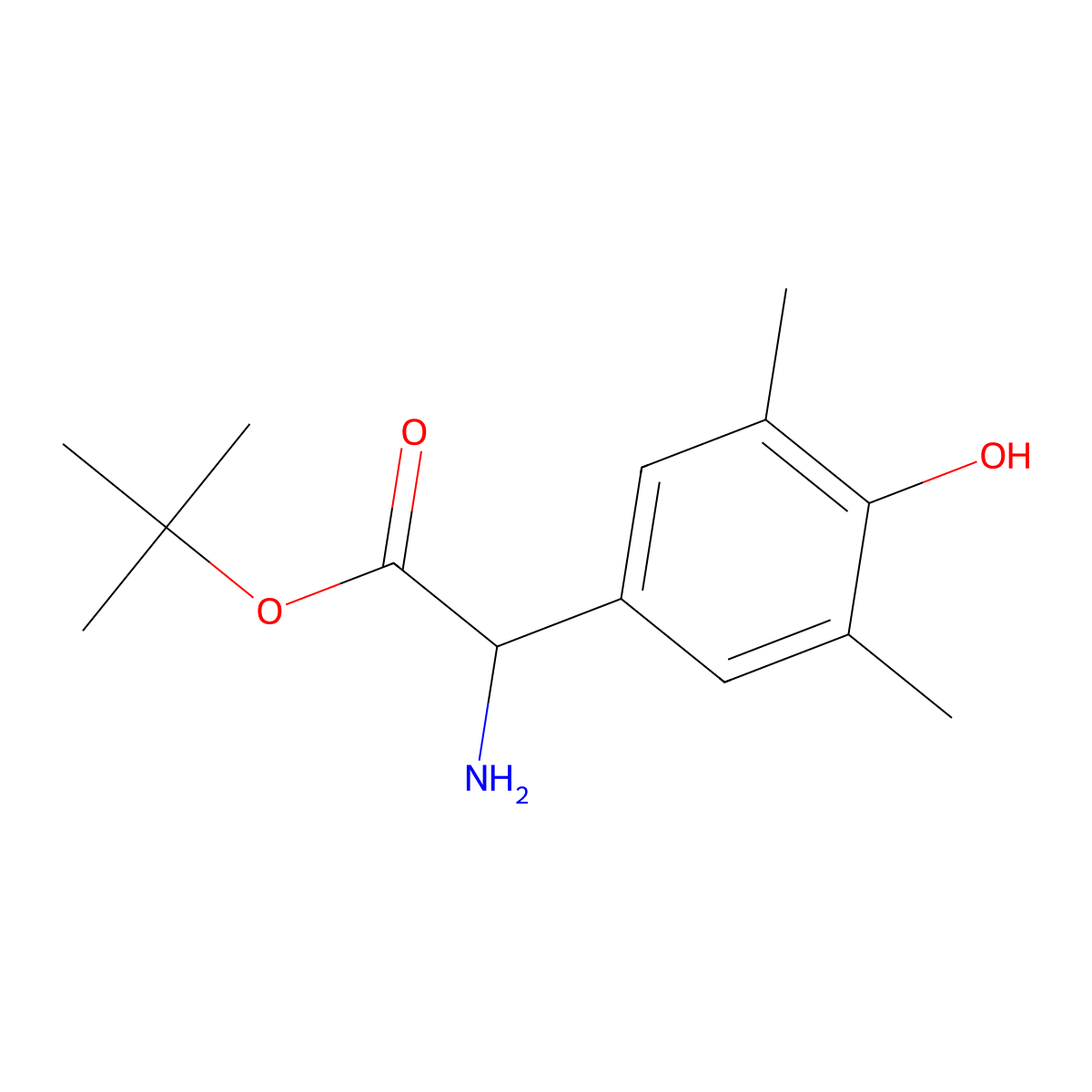 Tert-butyl 2-amino-2-(4-hydroxy-3,5-dimethylphenyl)acetate molecular structure, CAS 2351969-47-4