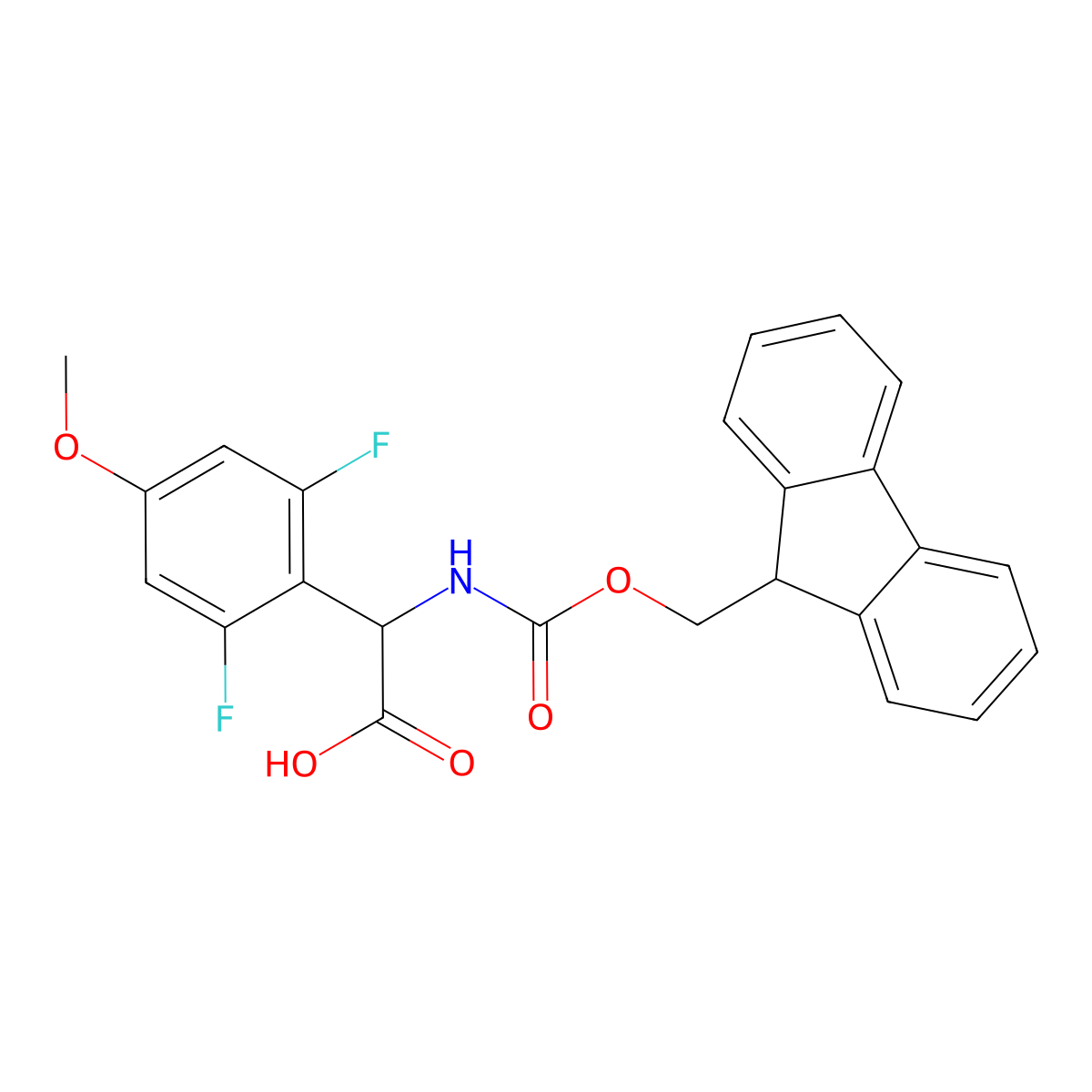 2-(2,6-difluoro-4-methoxyphenyl)-2-({[(9H-fluoren-9-yl)methoxy]carbonyl}amino)acetic acid molecular structure, CAS 2351973-20-9
