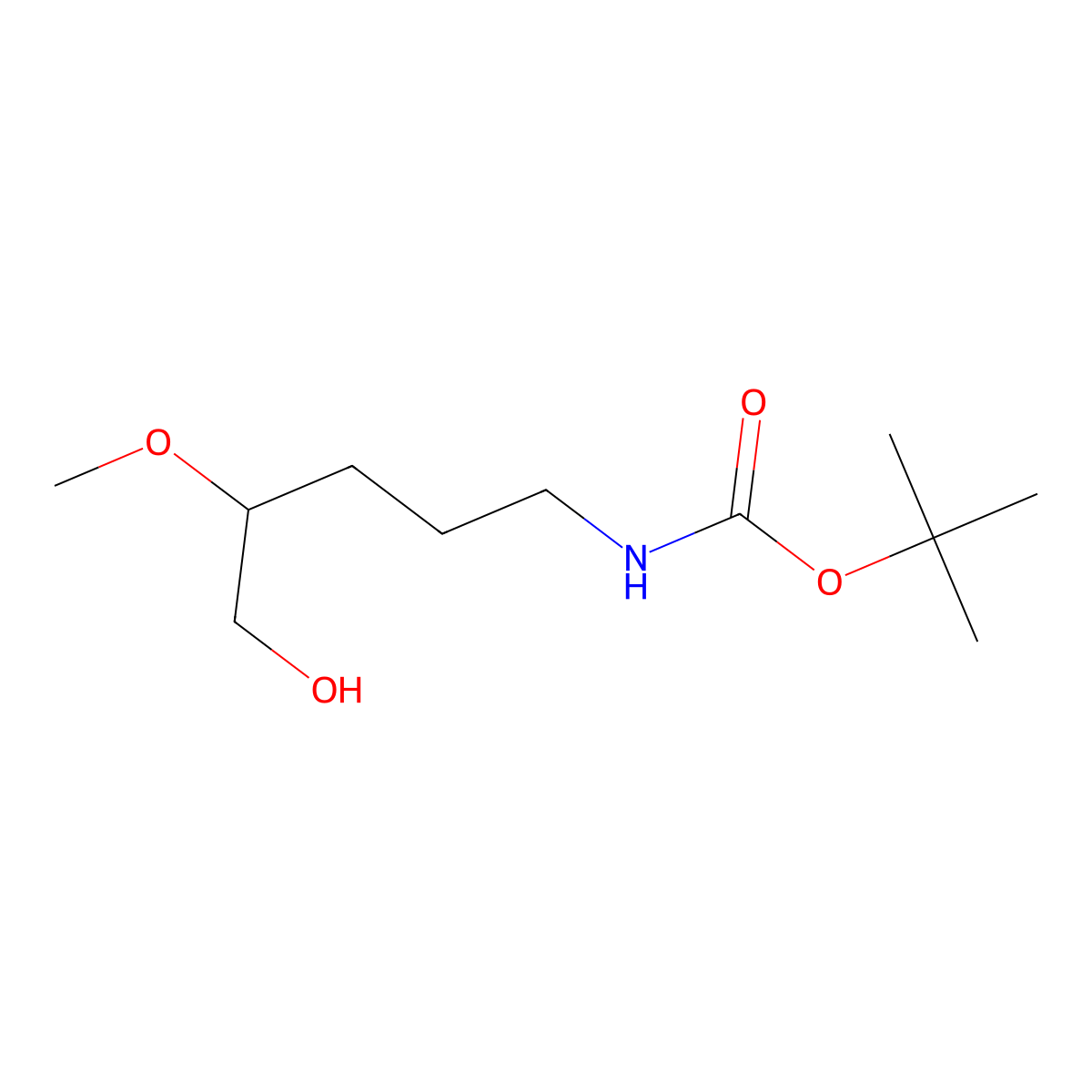 1,1-Dimethylethyl N-(5-hydroxy-4-methoxypentyl)carbamate molecular structure, CAS 2351975-46-5