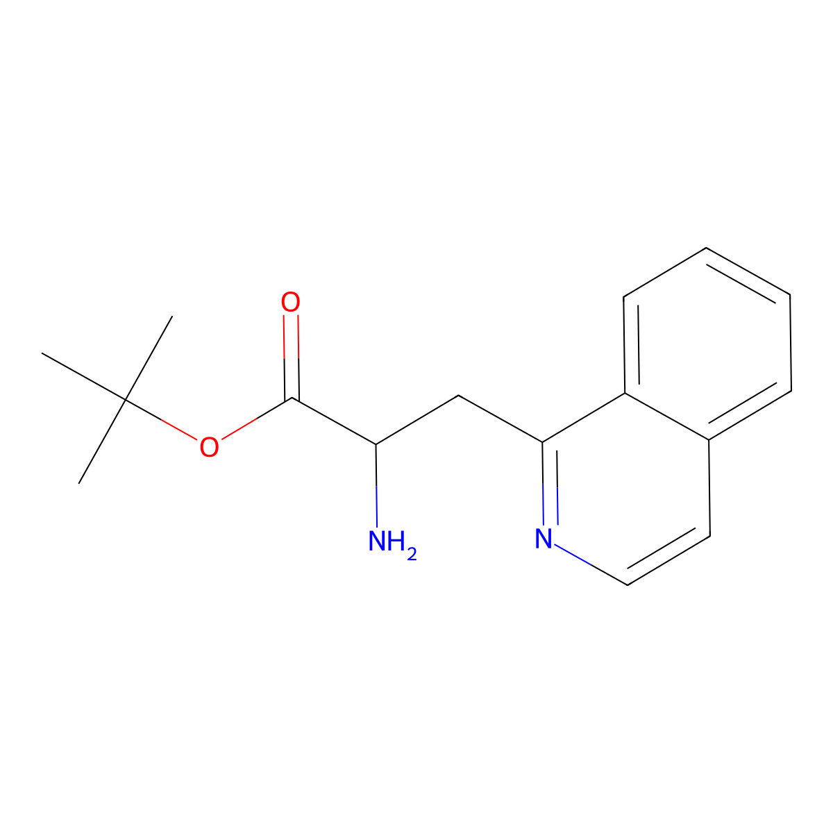 Tert-butyl 2-amino-3-(isoquinolin-1-yl)propanoate molecular structure, CAS 2351976-38-8