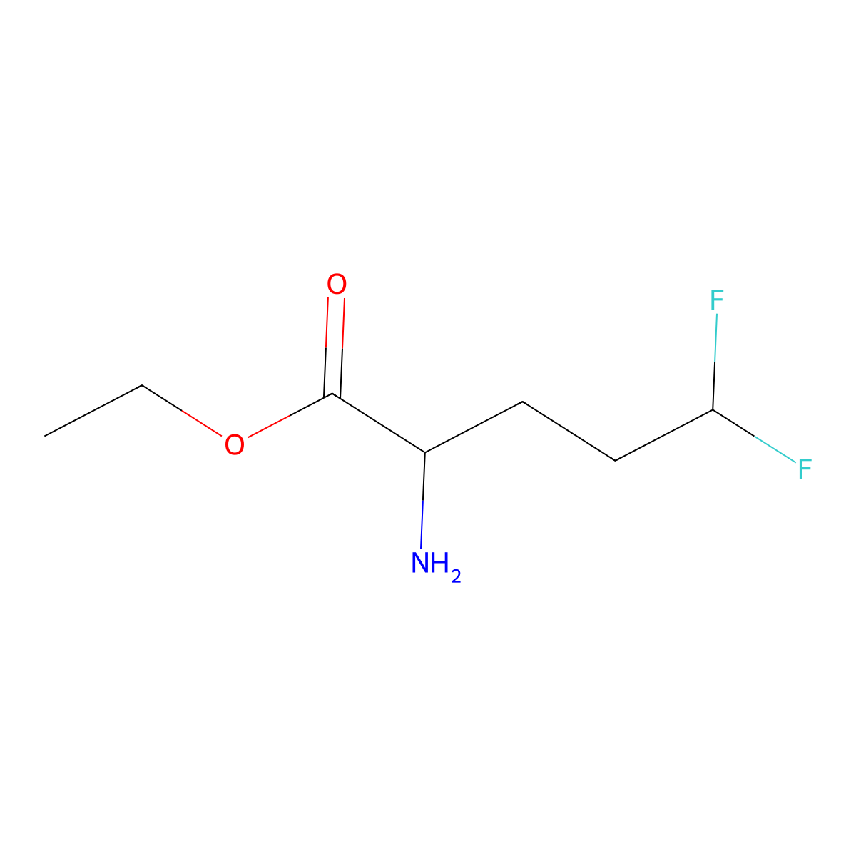 Ethyl 2-amino-5,5-difluoropentanoate molecular structure, CAS 2351977-46-1